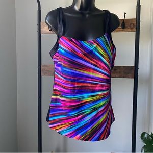 Reebok Women's Swimwear Sport Colorful Bust Minimizer Soft Cup Tankini Top 18